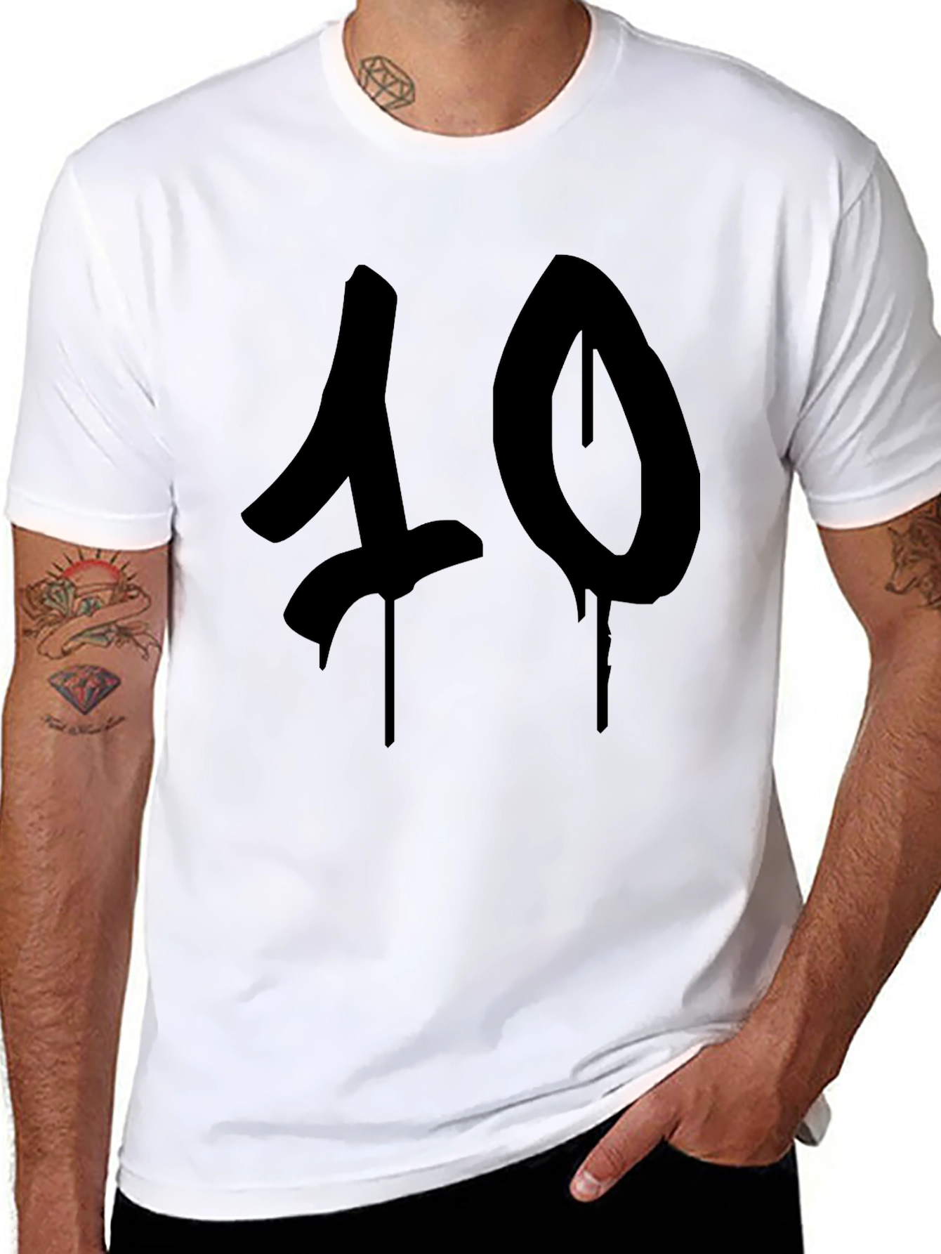Black Men's Black "40" Graphic T-Shirt view 8