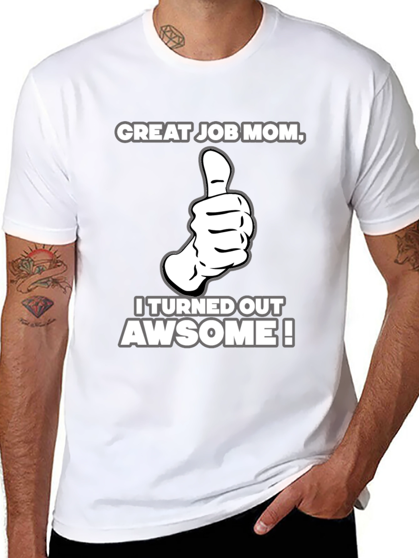 Black Great Job Mom! Adult Graphic T-Shirt view 8