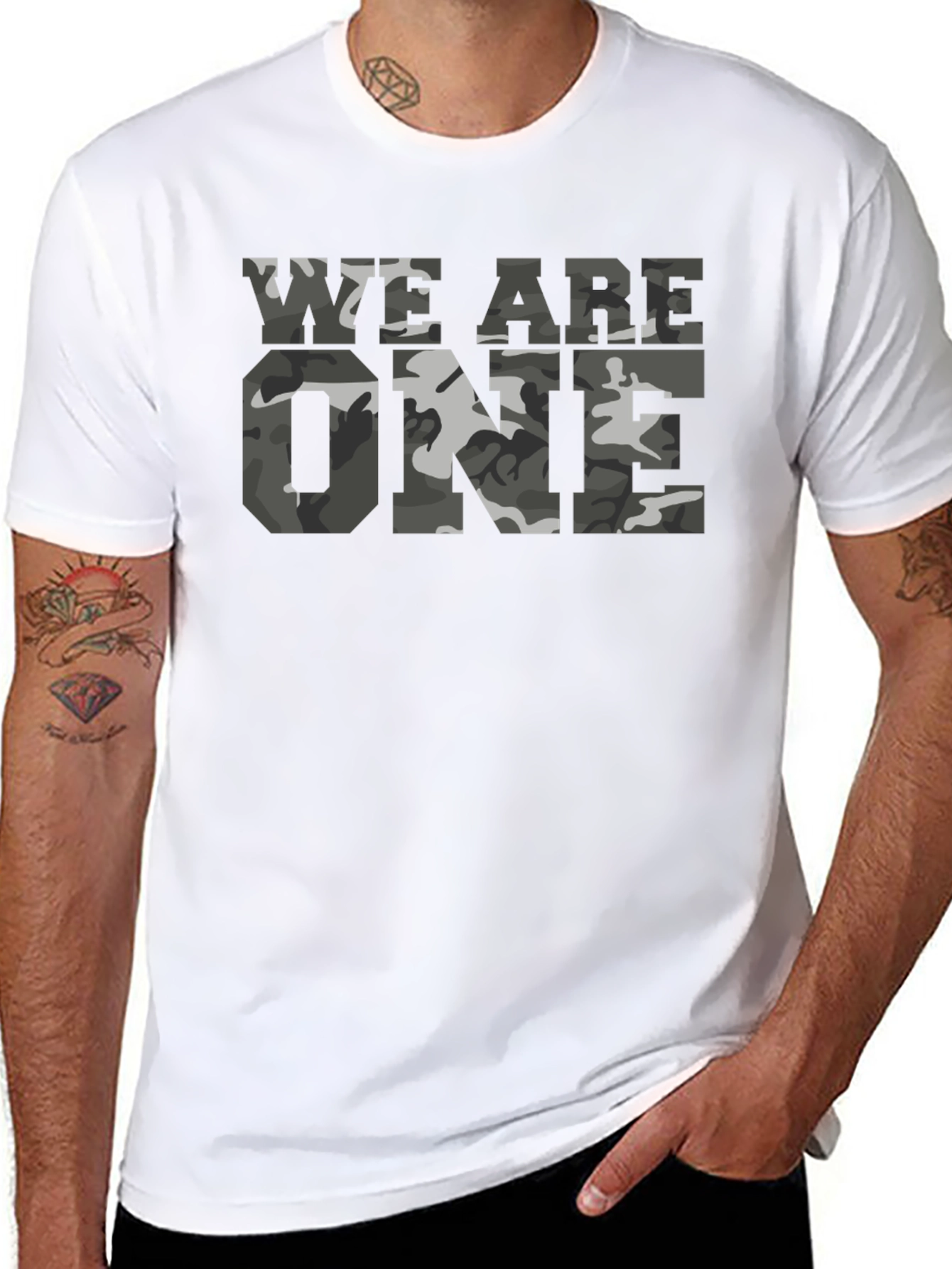 Black We Are One Camo Print T-Shirt - Black view 8