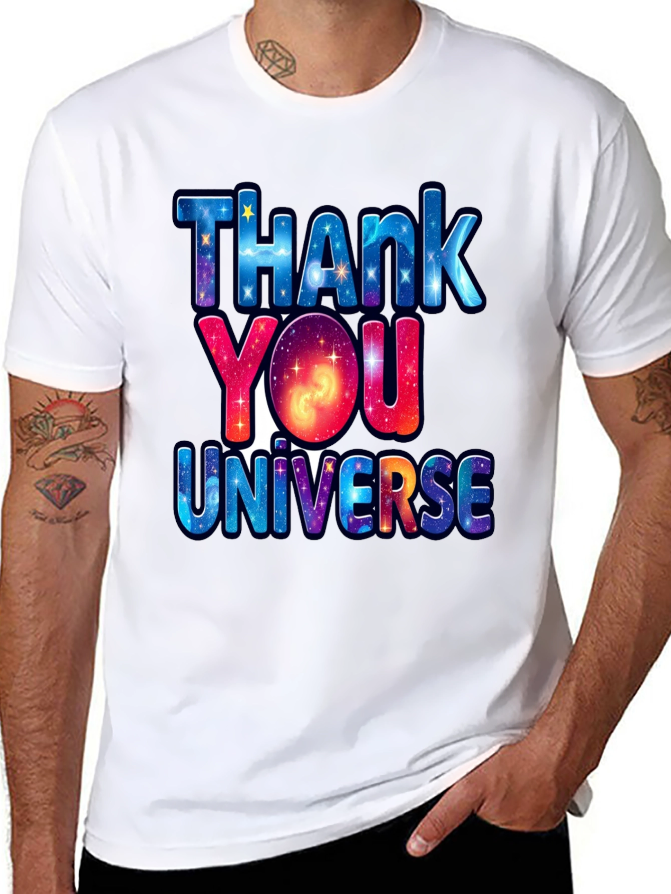 Black Thank You Universe Graphic T-Shirt view 8