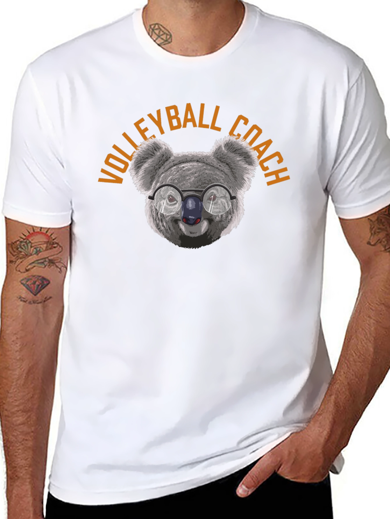 Black Volleyball Coach Koala T-Shirt view 8