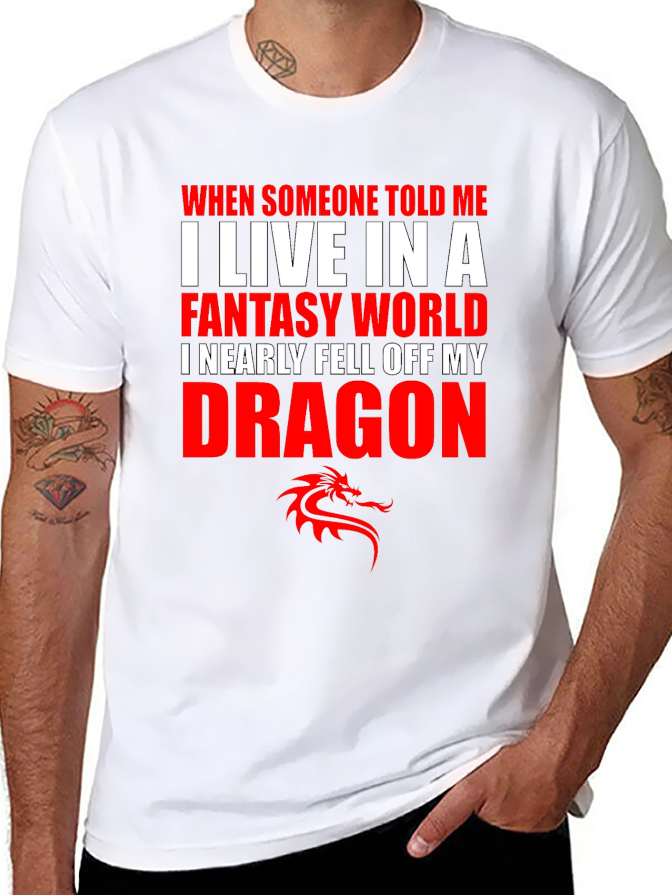 Black Fantasy World Dragon T-Shirt view 8