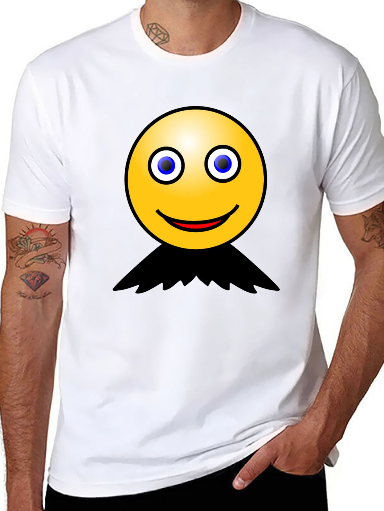 Black Smiley Face Graphic Black T-Shirt view 8