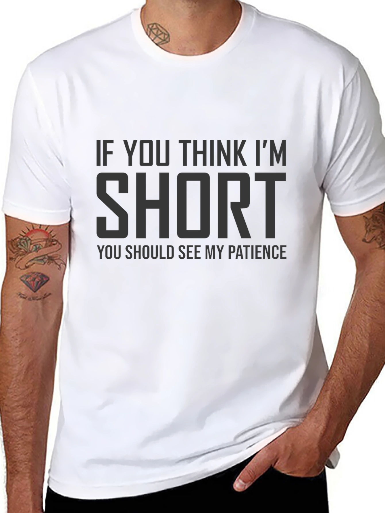 Black Funny "Short Patience" Graphic Tee view 8