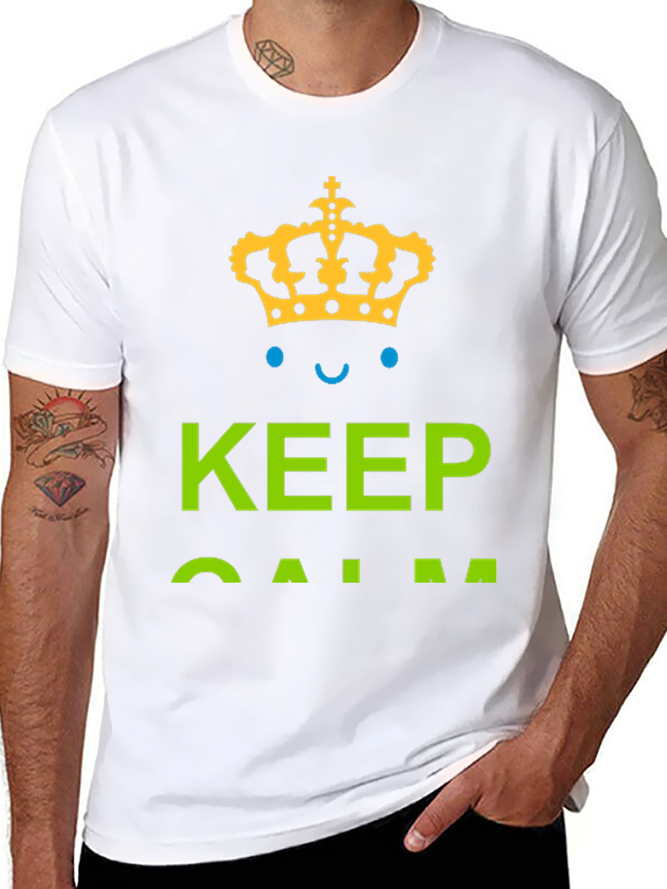 Black Keep Calm Graphic Tee - Black Cotton T-Shirt view 8