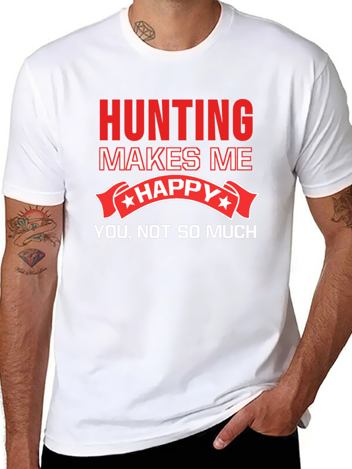 Black Hunting Makes Me Happy T-Shirt Funny Graphic Tee view 8