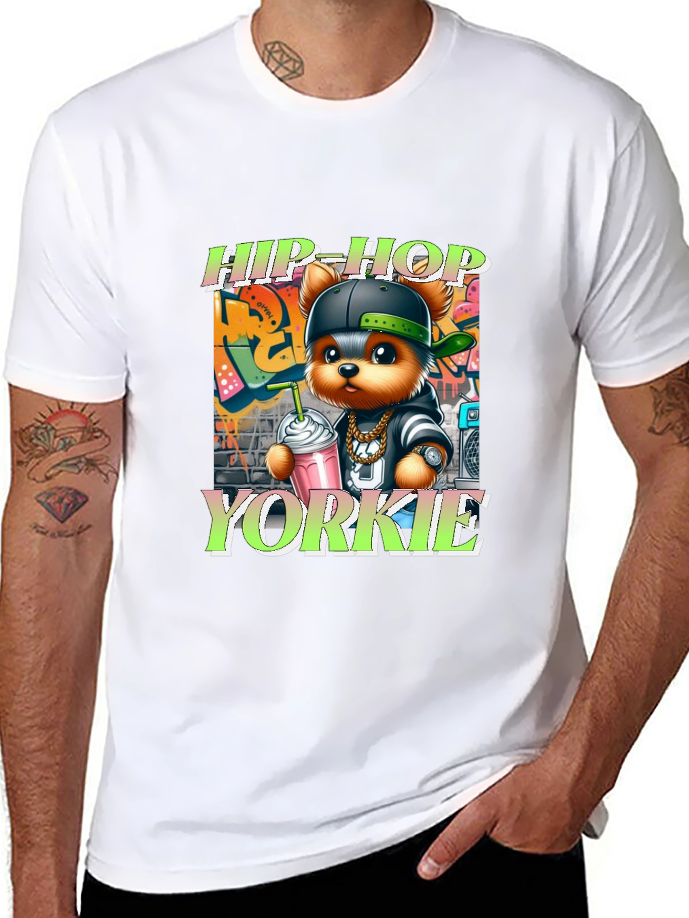 Black Hip-Hop Yorkie Graphic Tee view 8