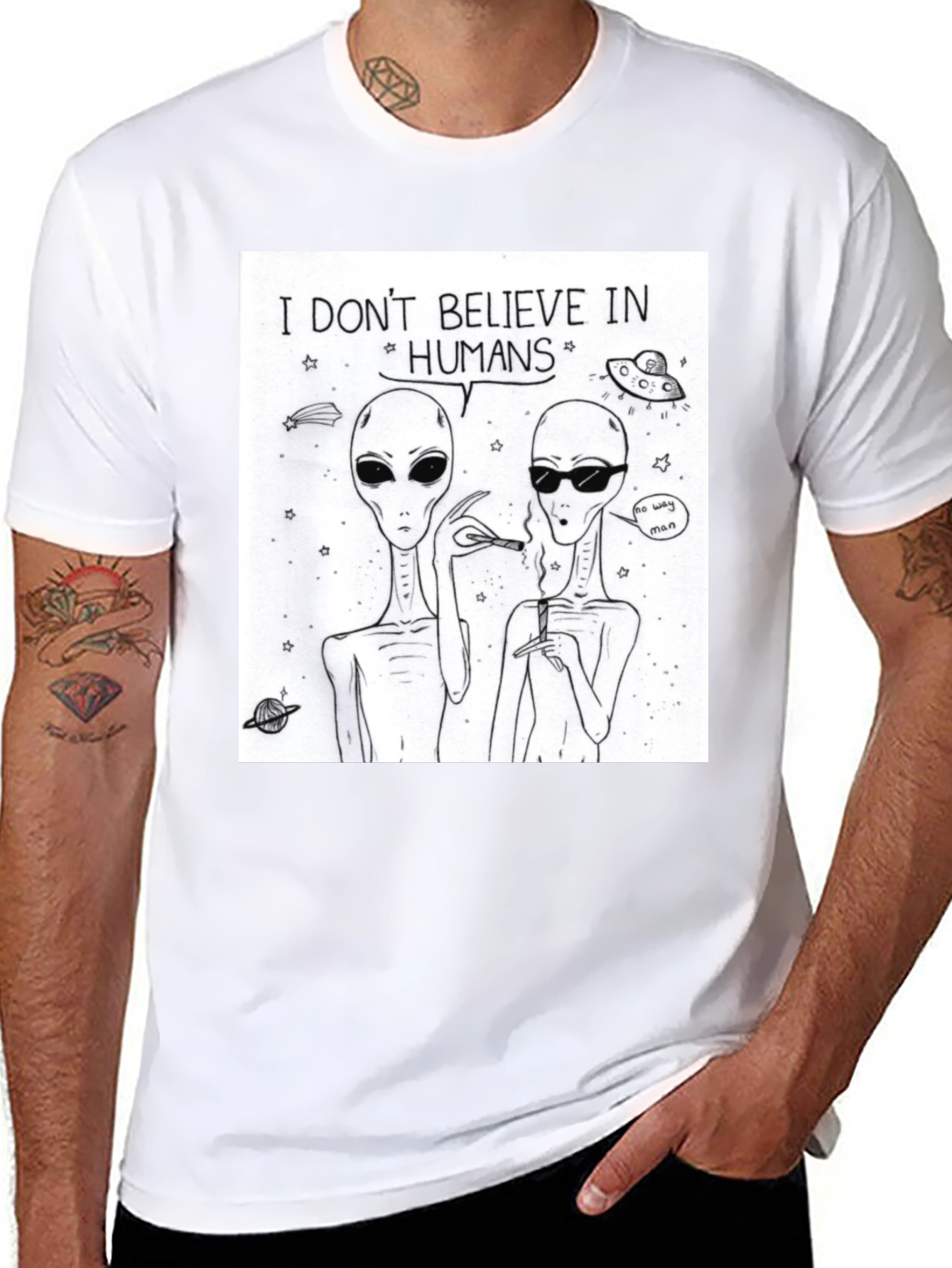 Black I Don't Believe In Humans Graphic Tee view 8