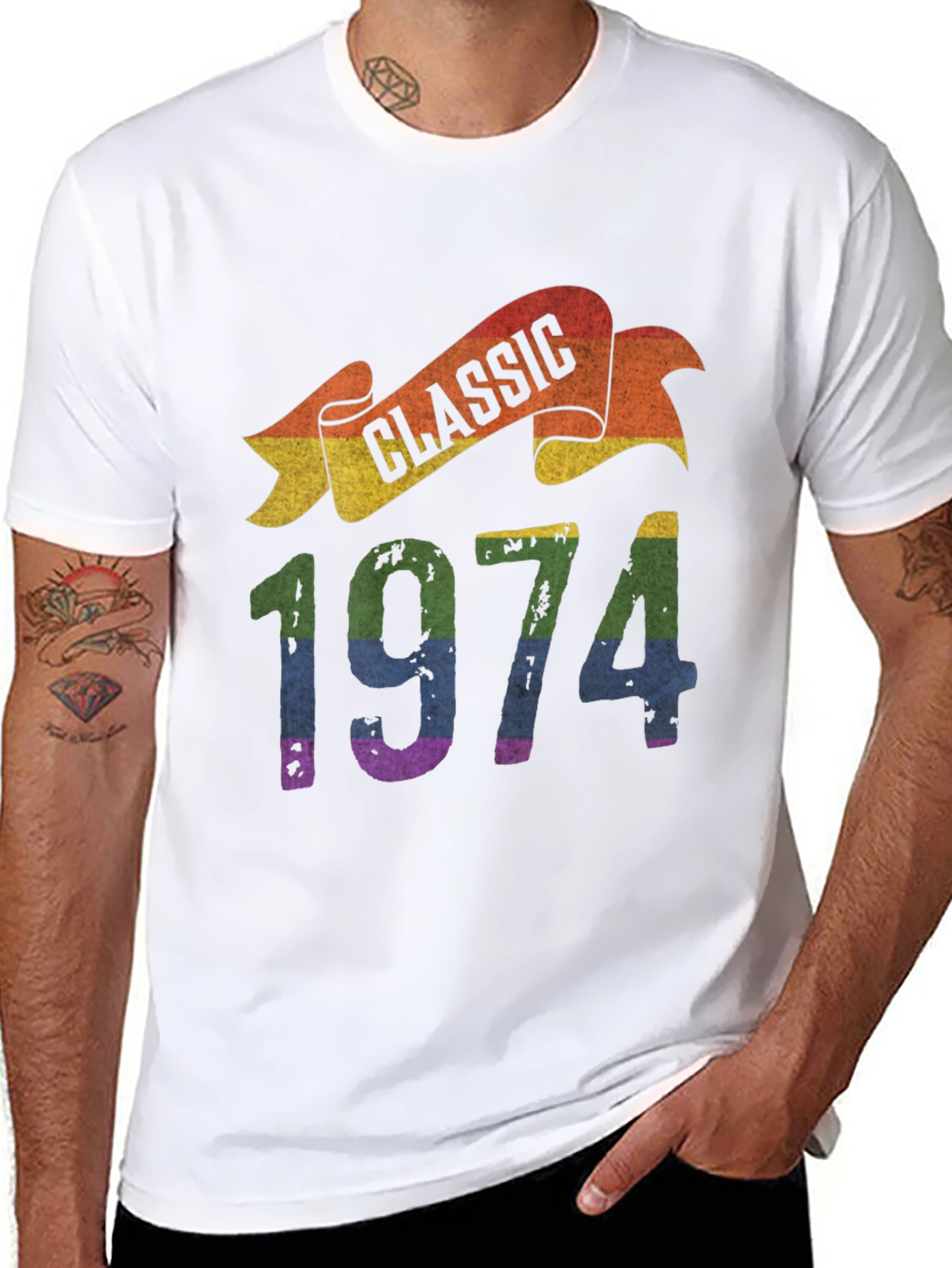 Black Classic 1974 Rainbow T-Shirt view 8