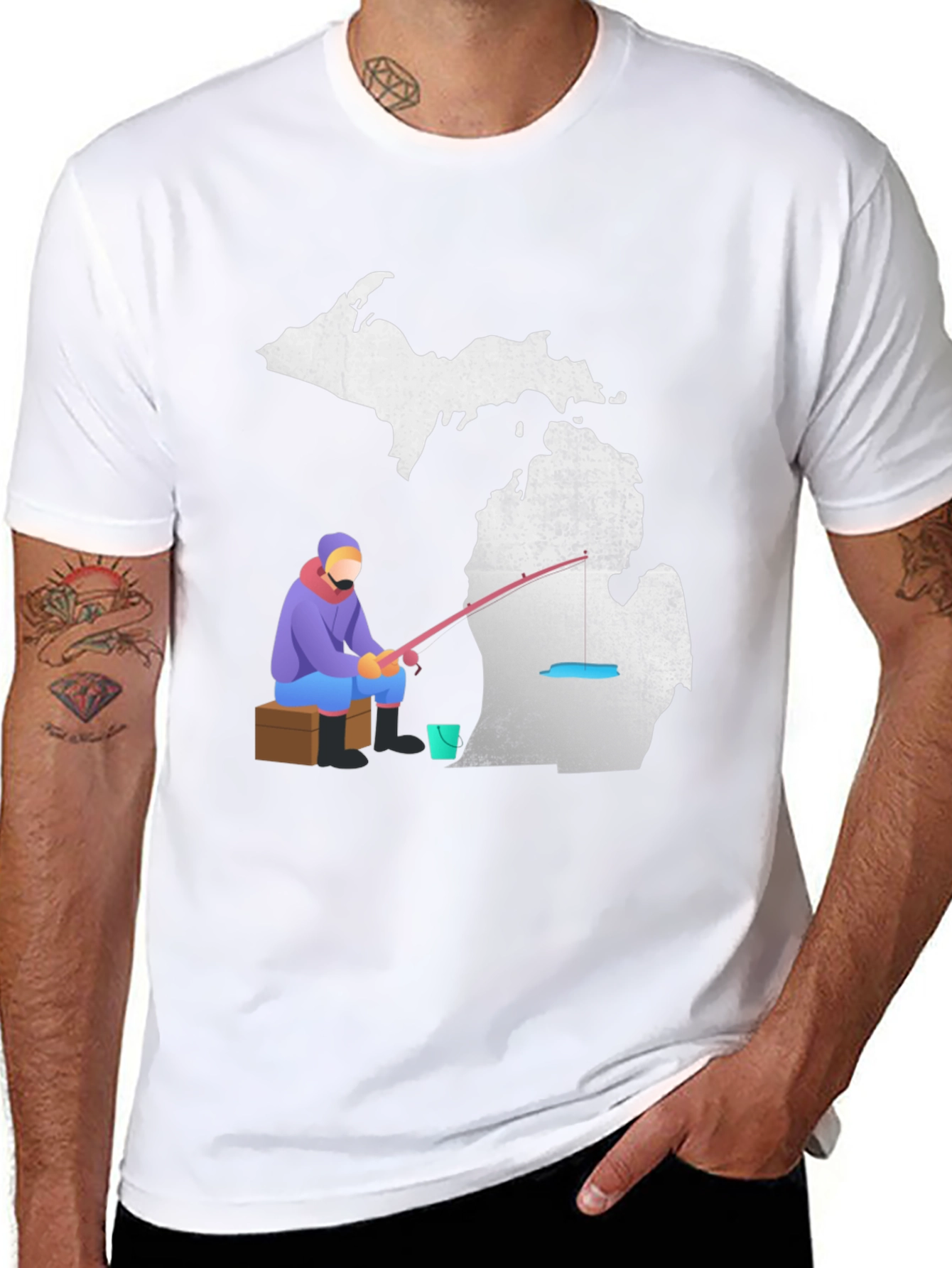 Black Michigan Fishing T-Shirt, Angler Graphic Tee view 8