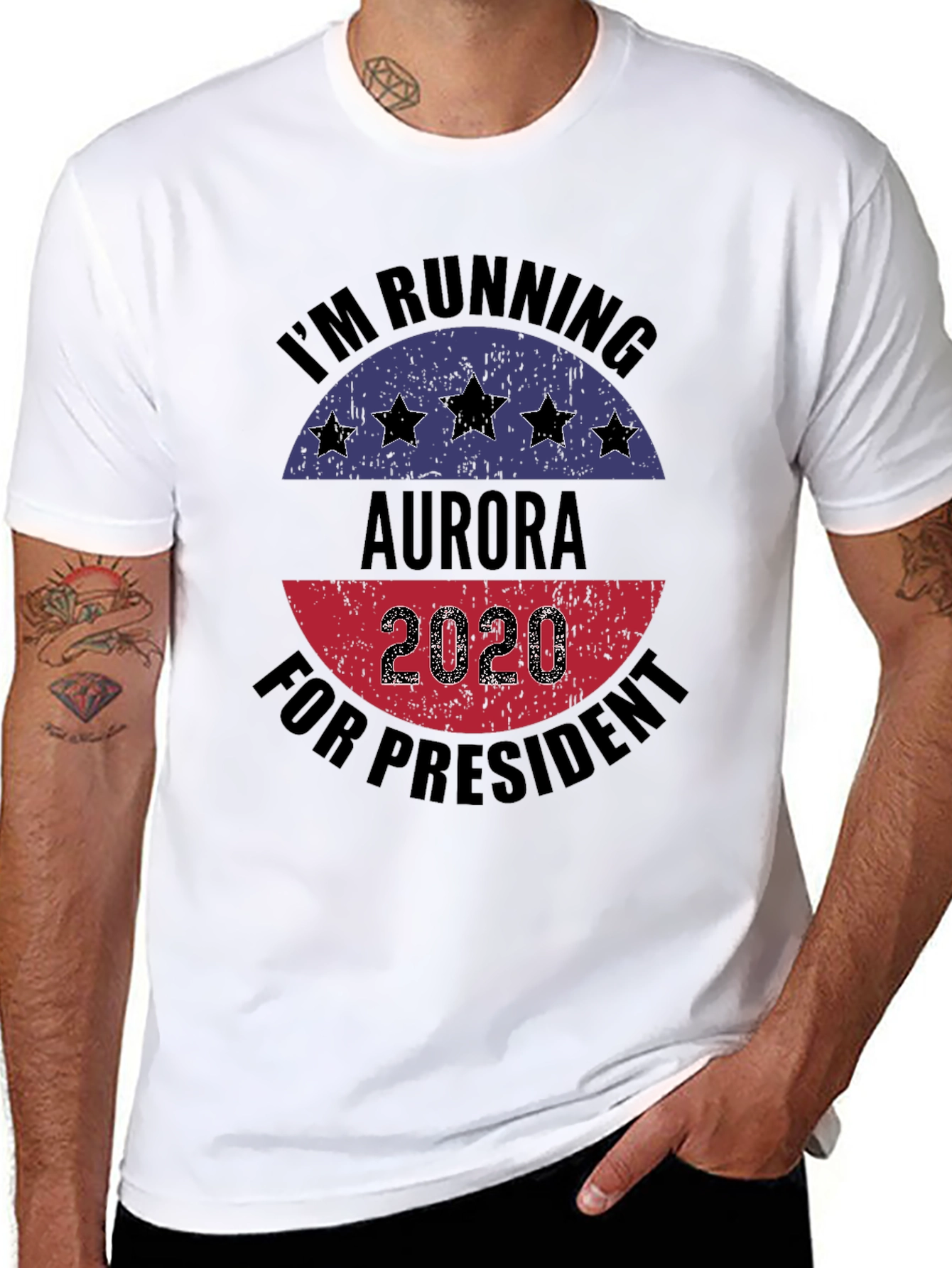 Black Aurora for President 2020 Black T-Shirt view 8