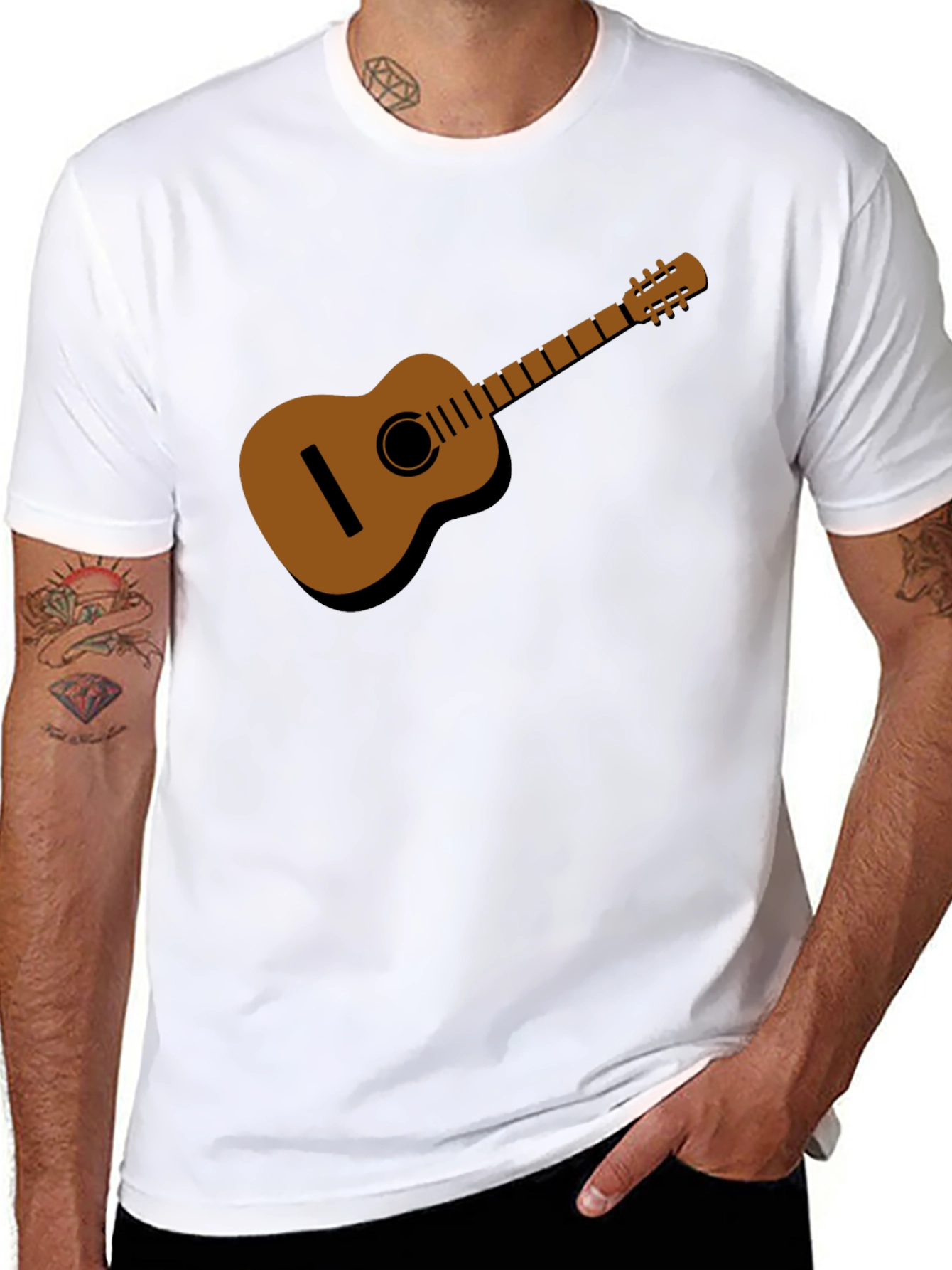 Black Acoustic Guitar T-Shirt - Music Lover Tee view 8