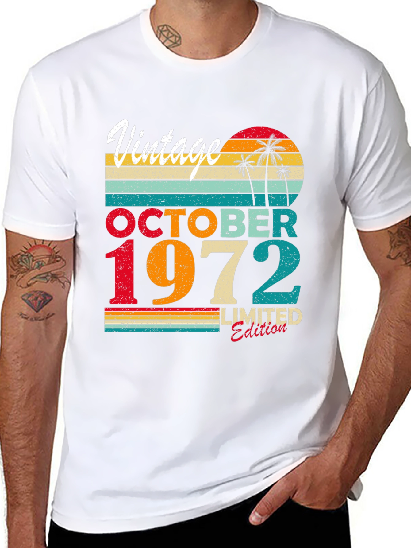 Black Vintage October 1972 Limited Edition T-Shirt view 8