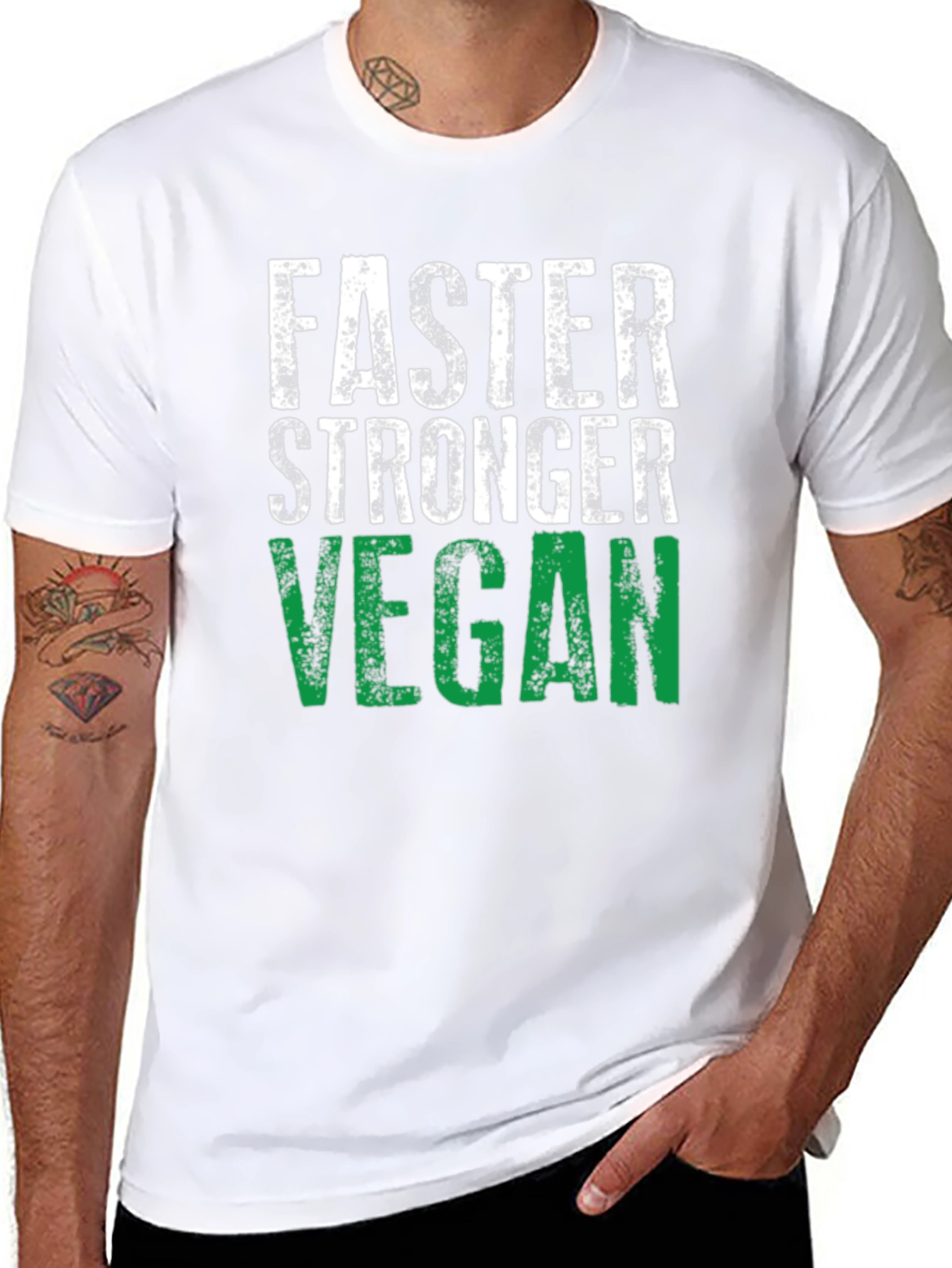Black Faster Stronger Vegan T-Shirt - Athletic Fit view 8