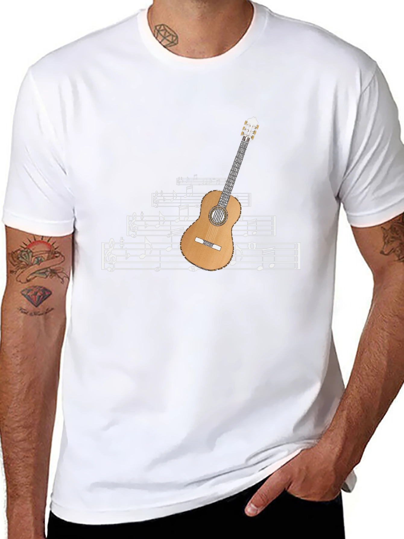 Black Musical Guitar Graphic Tee view 8