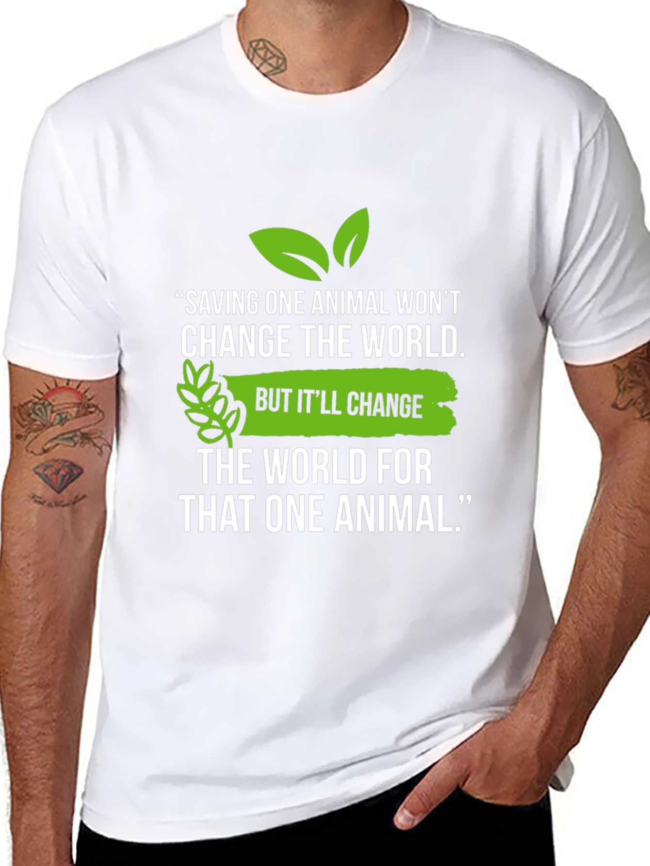 Black Vegan Animal Lover T-Shirt - Save One Animal view 8