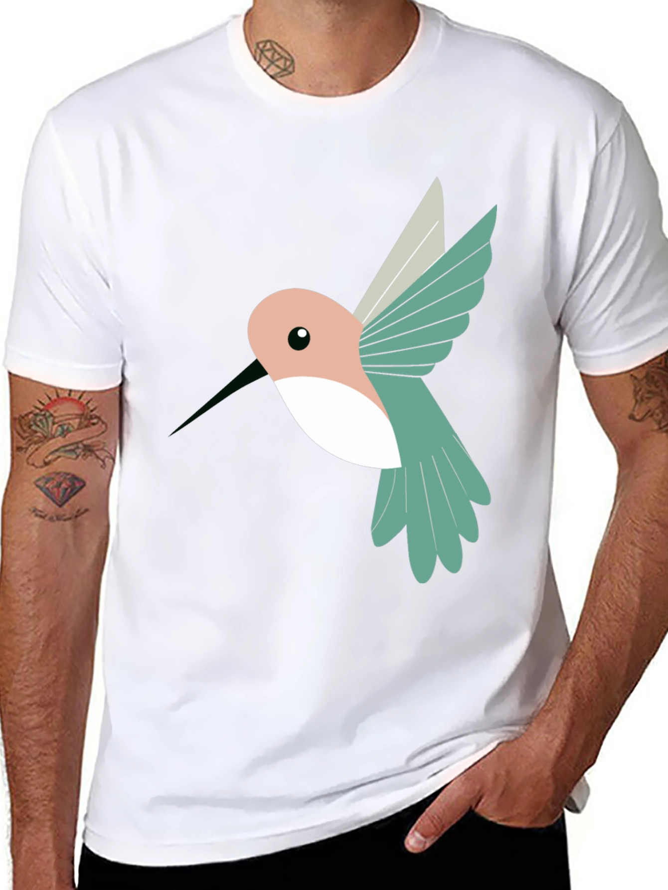 Black Hummingbird Graphic Black T-Shirt view 8