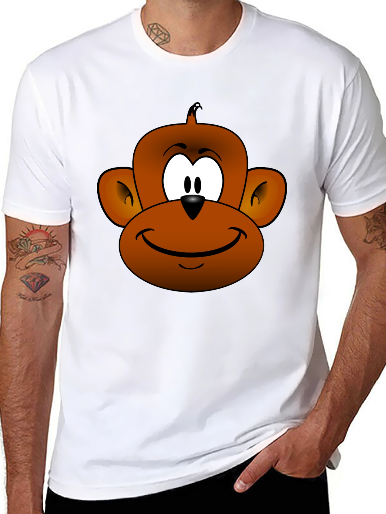 Black Cartoon Monkey Face T-Shirt view 8