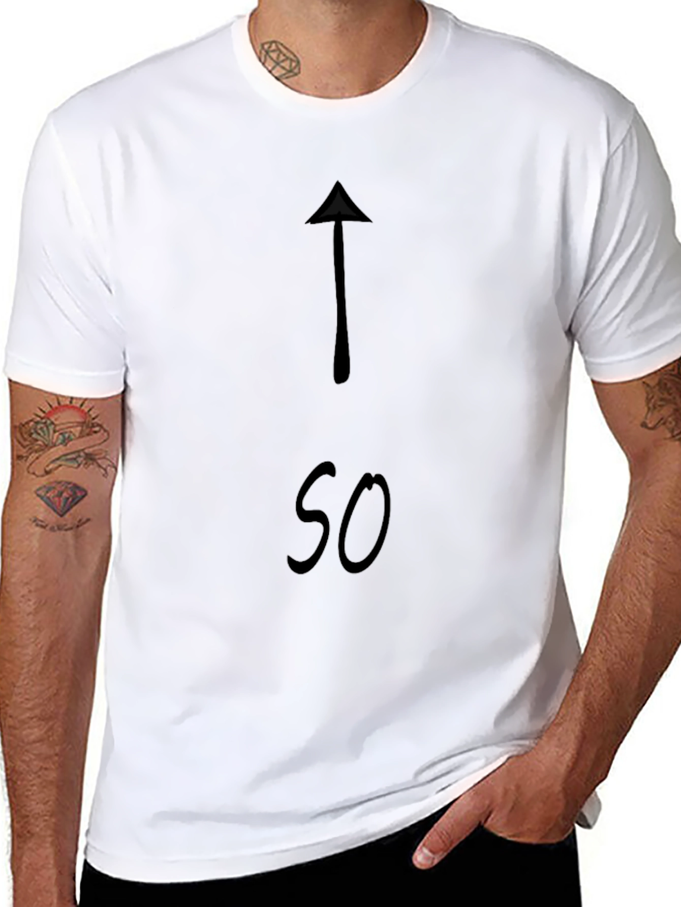 Black Funny Arrow Up So T-Shirt view 8