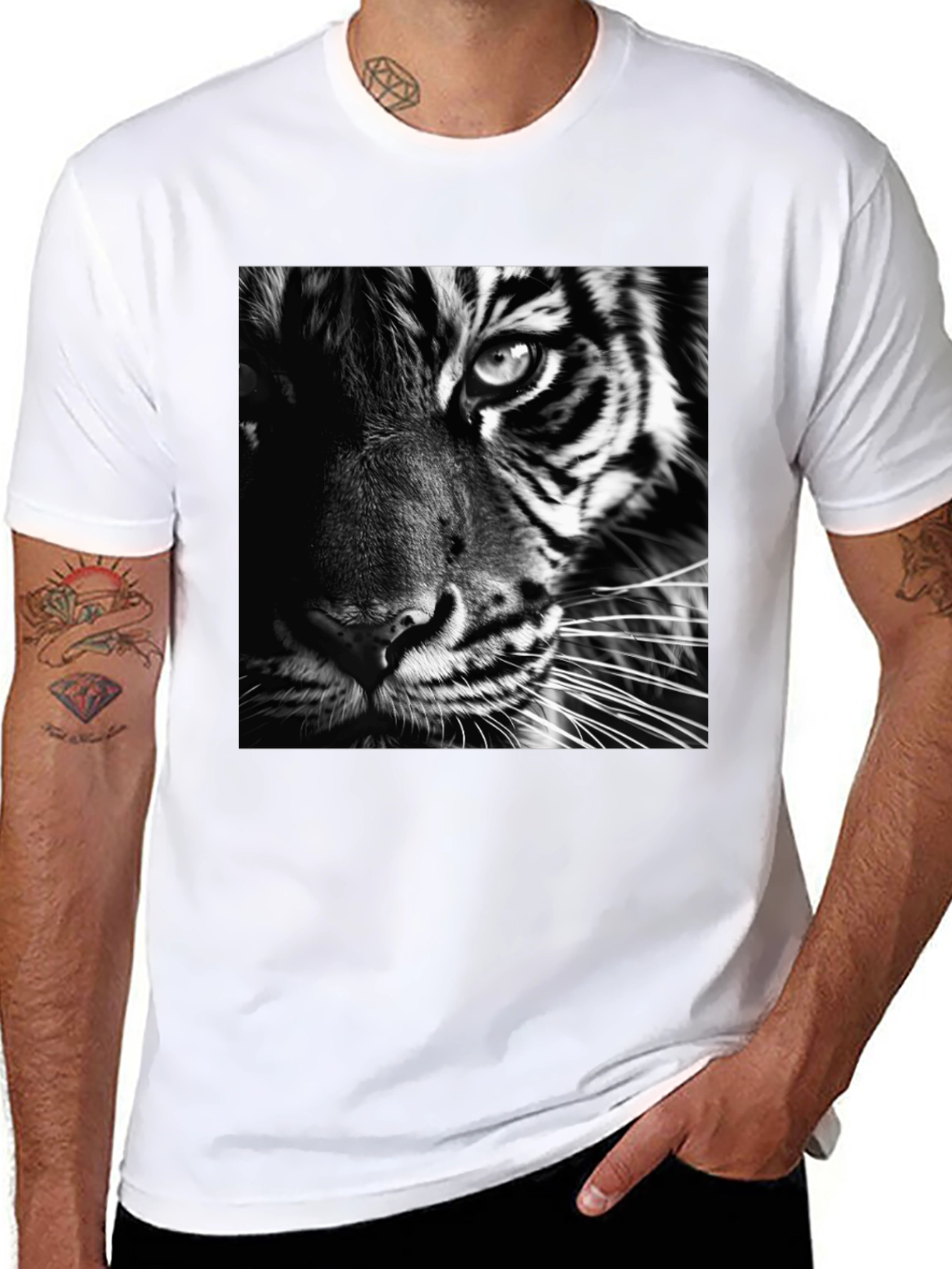 Black Black Tiger Graphic Tee - Men's Fashion view 8
