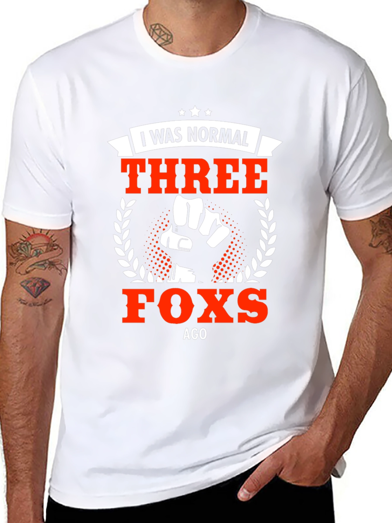 Black Three Foxes Ago Funny Graphic T-Shirt view 8