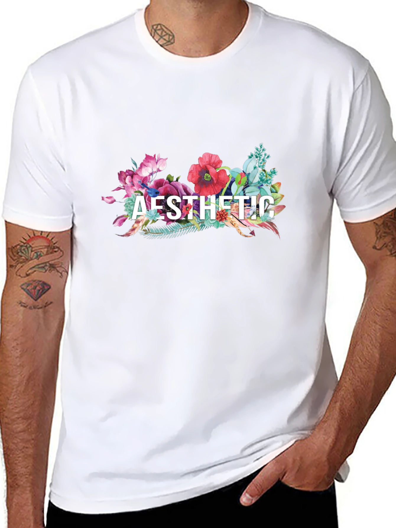 Black Aesthetic Floral Graphic Tee - Black view 8