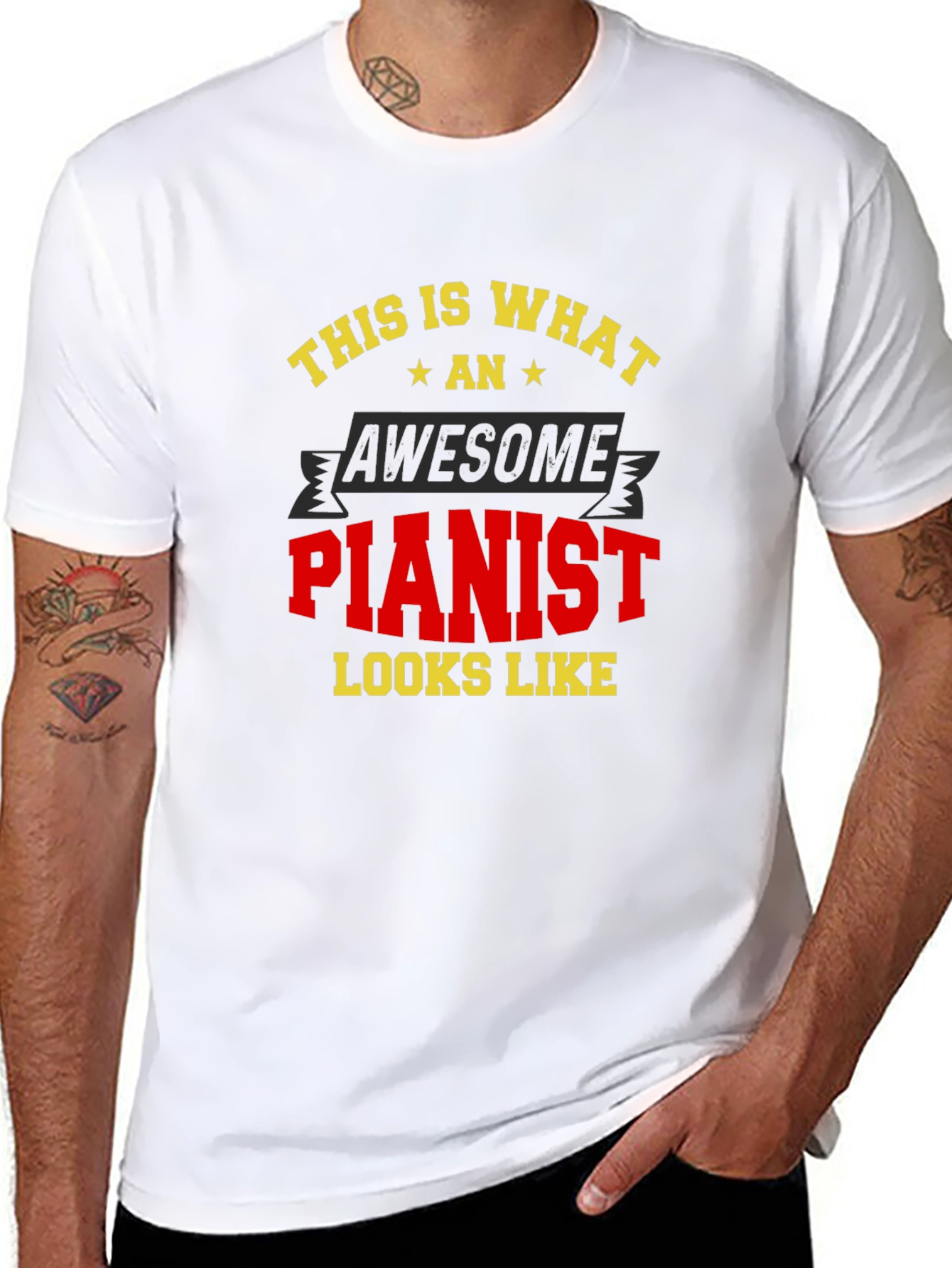 Black Awesome Pianist T-Shirt - Musician Gift view 8