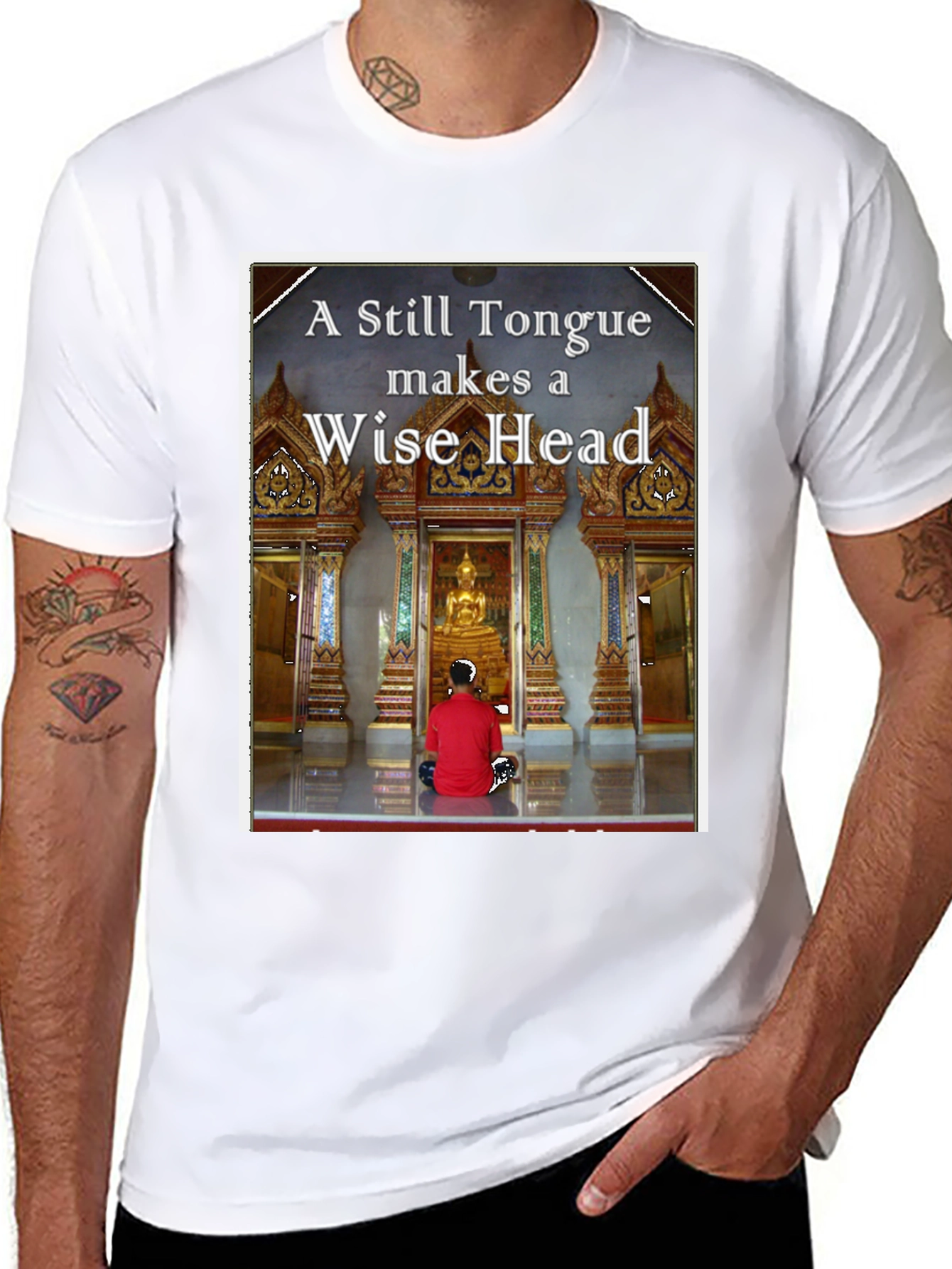 Black Wise Head T-Shirt - Buddha Inspired view 8