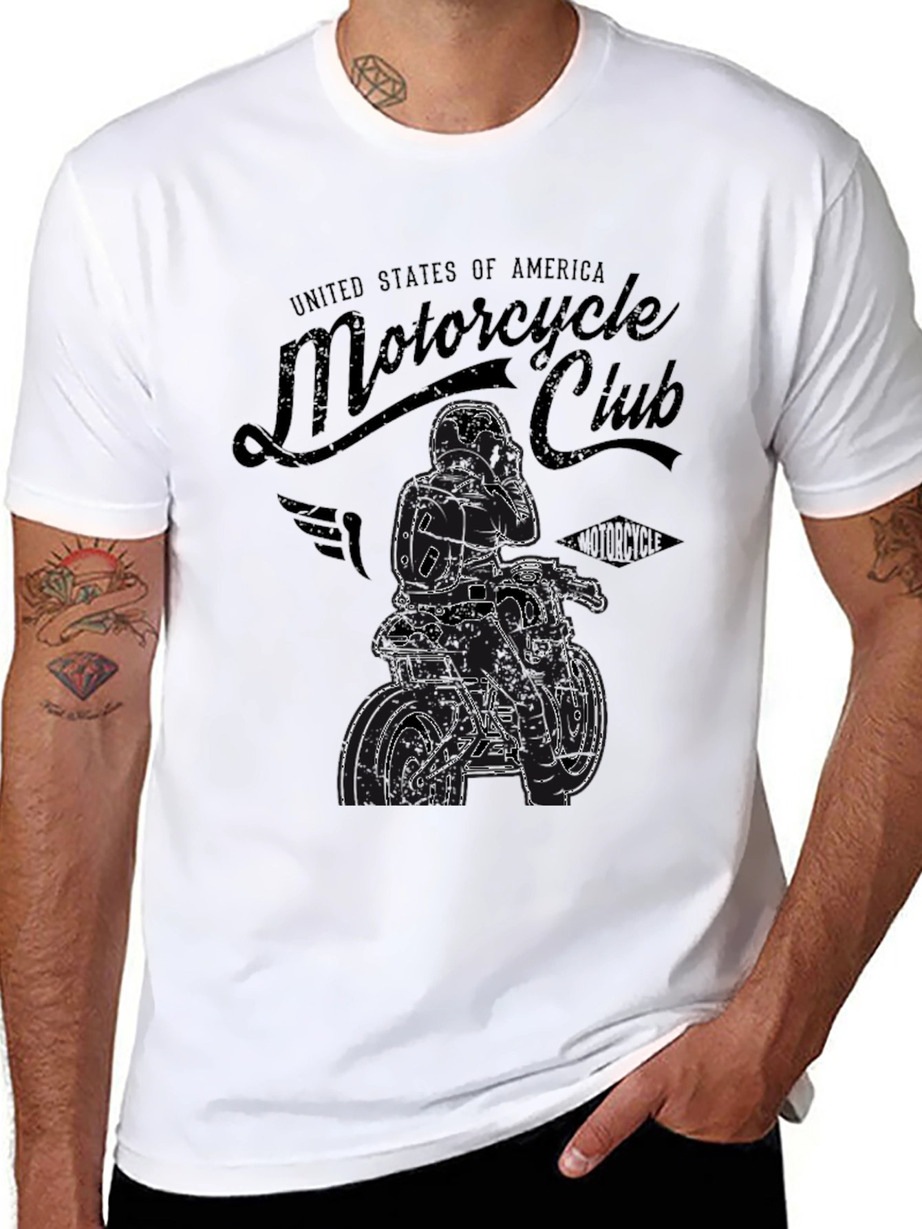 Motorcycle Club Graphic Print T-Shirt - Black - 8
