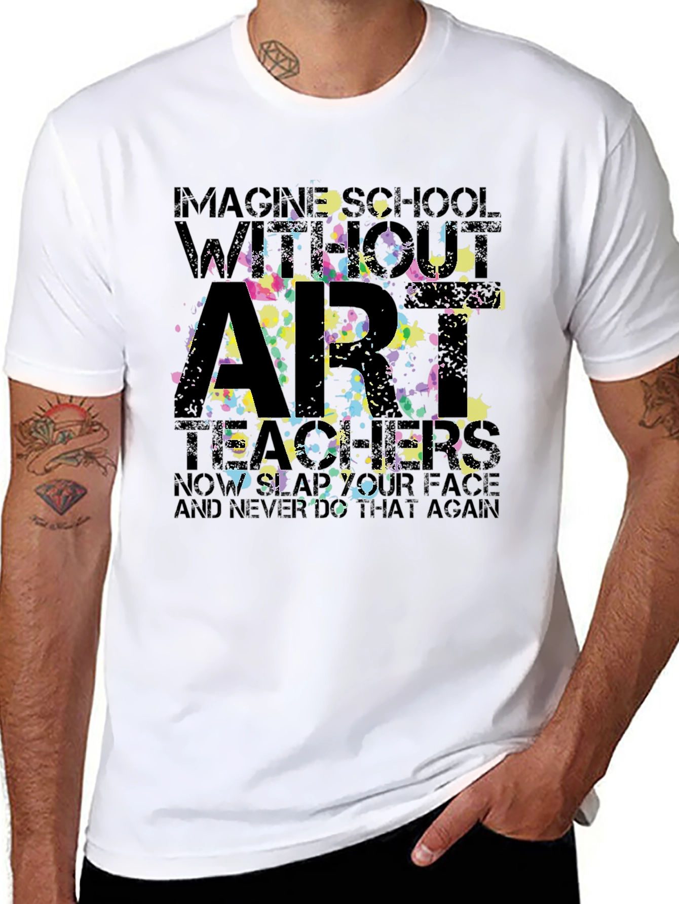 Black Imagine School Without Art Teachers T-Shirt view 8