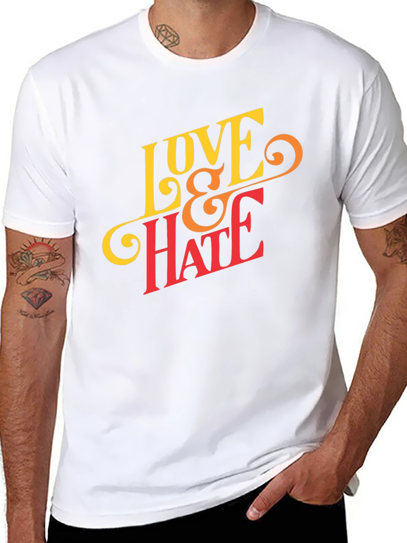 Black Love & Hate Graphic Tee - Casual Black T-Shirt view 8