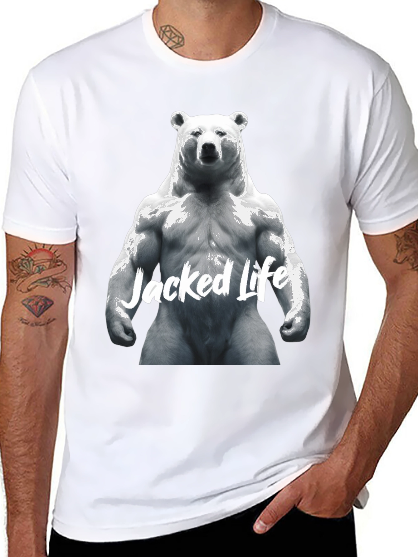 Black Jacked Life Bear Graphic Tee - Black view 8