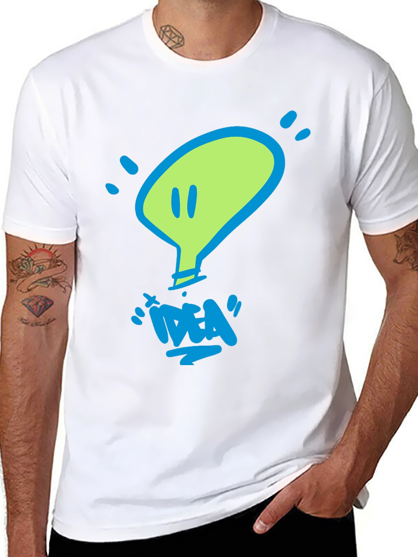 Black Idea Lightbulb Graphic T-Shirt - Unisex Crew Neck view 8