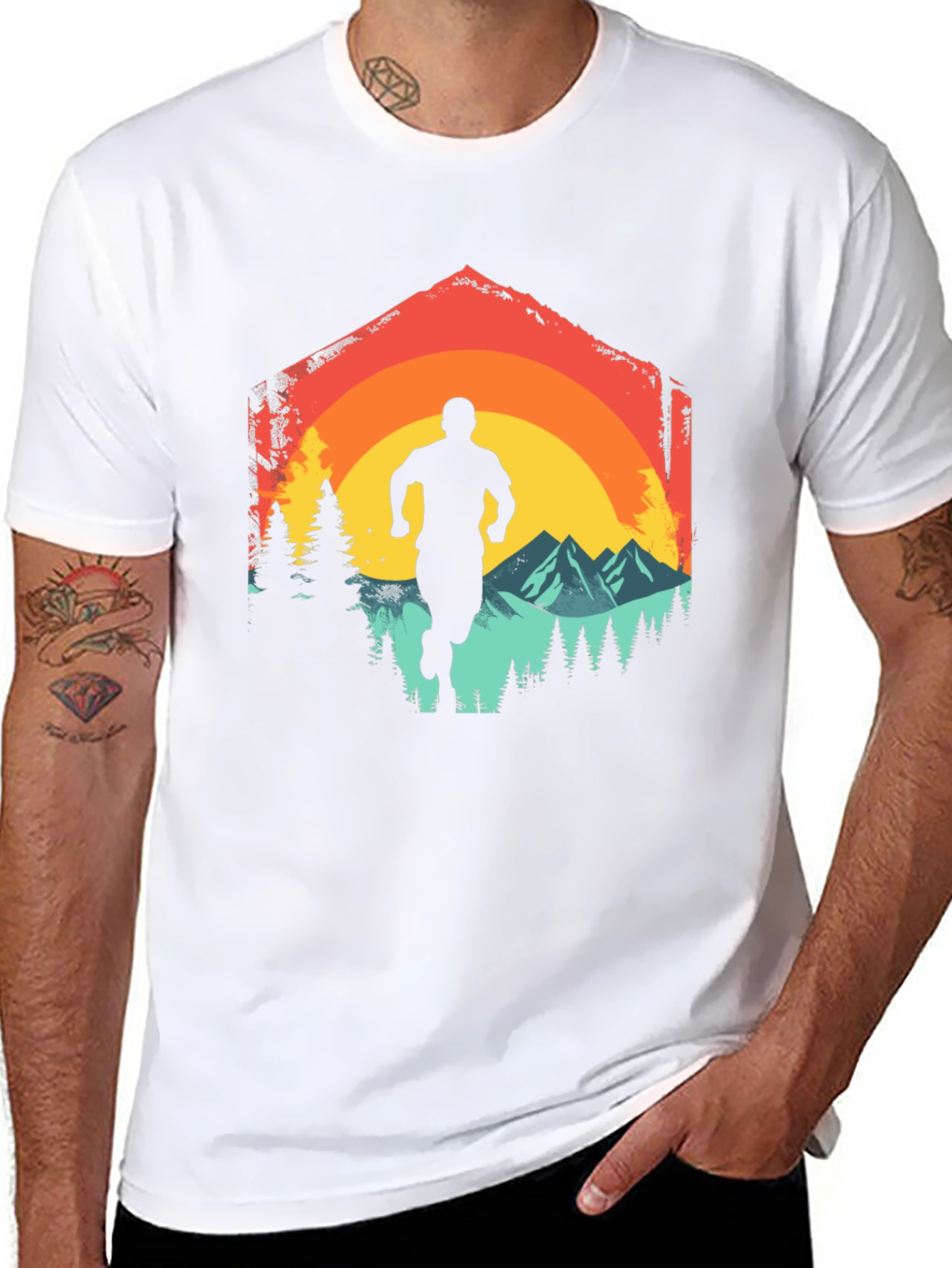 Black Retro Runner Graphic Tee view 8