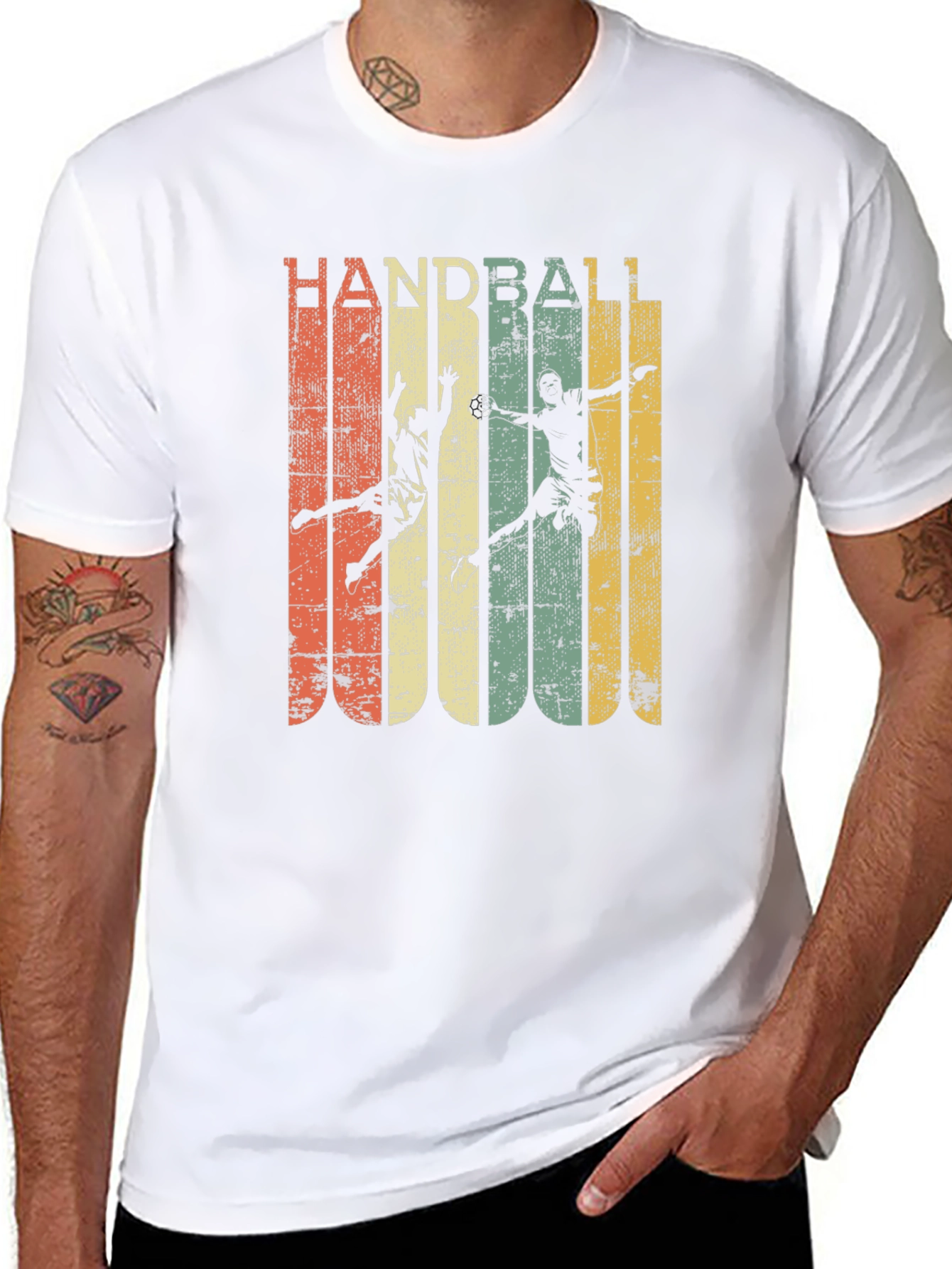 Black Vintage Handball Graphic Tee - Retro Sport T-Shirt view 8