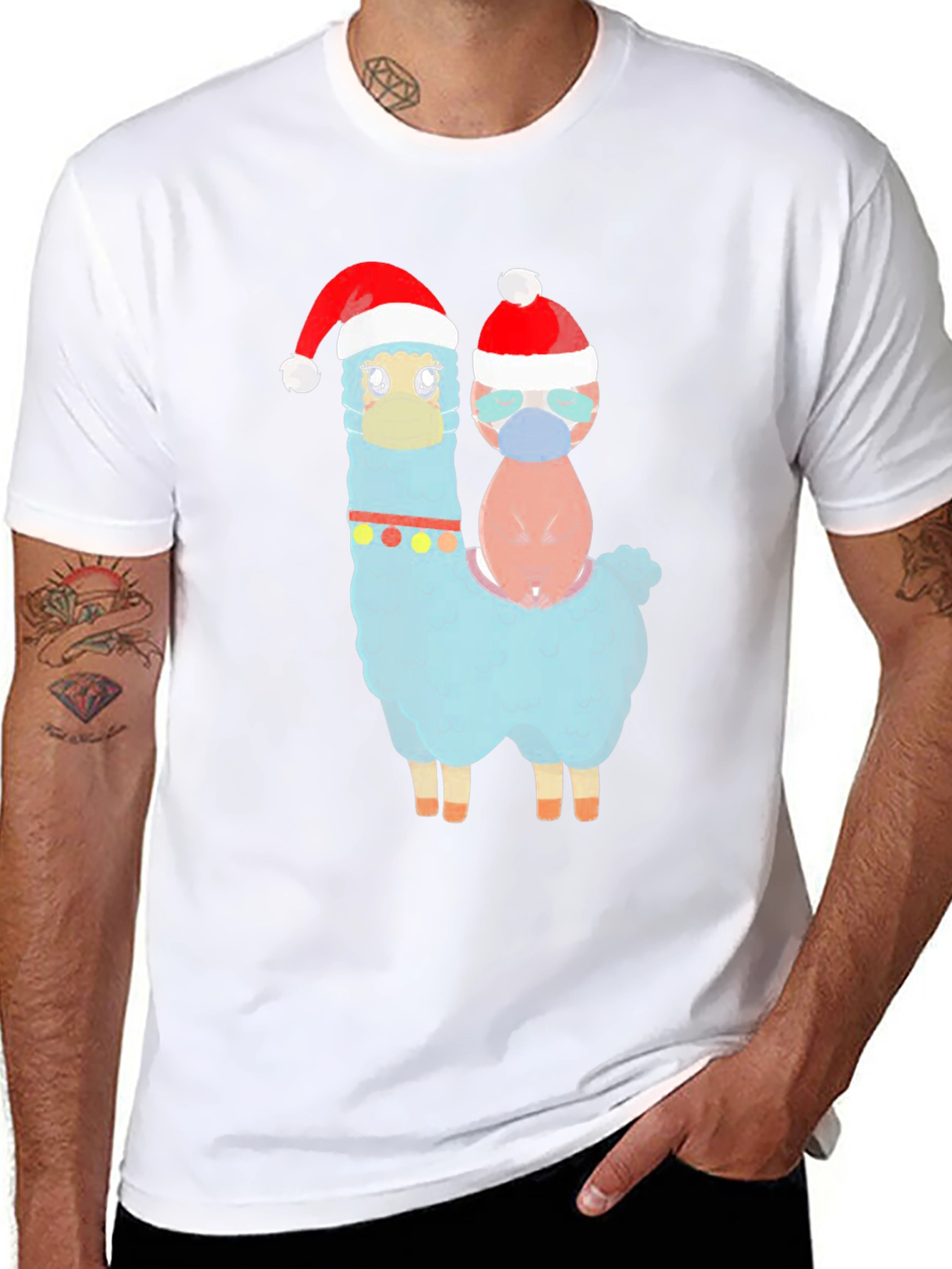 Festive Llama & Friend Christmas T-Shirt - 8