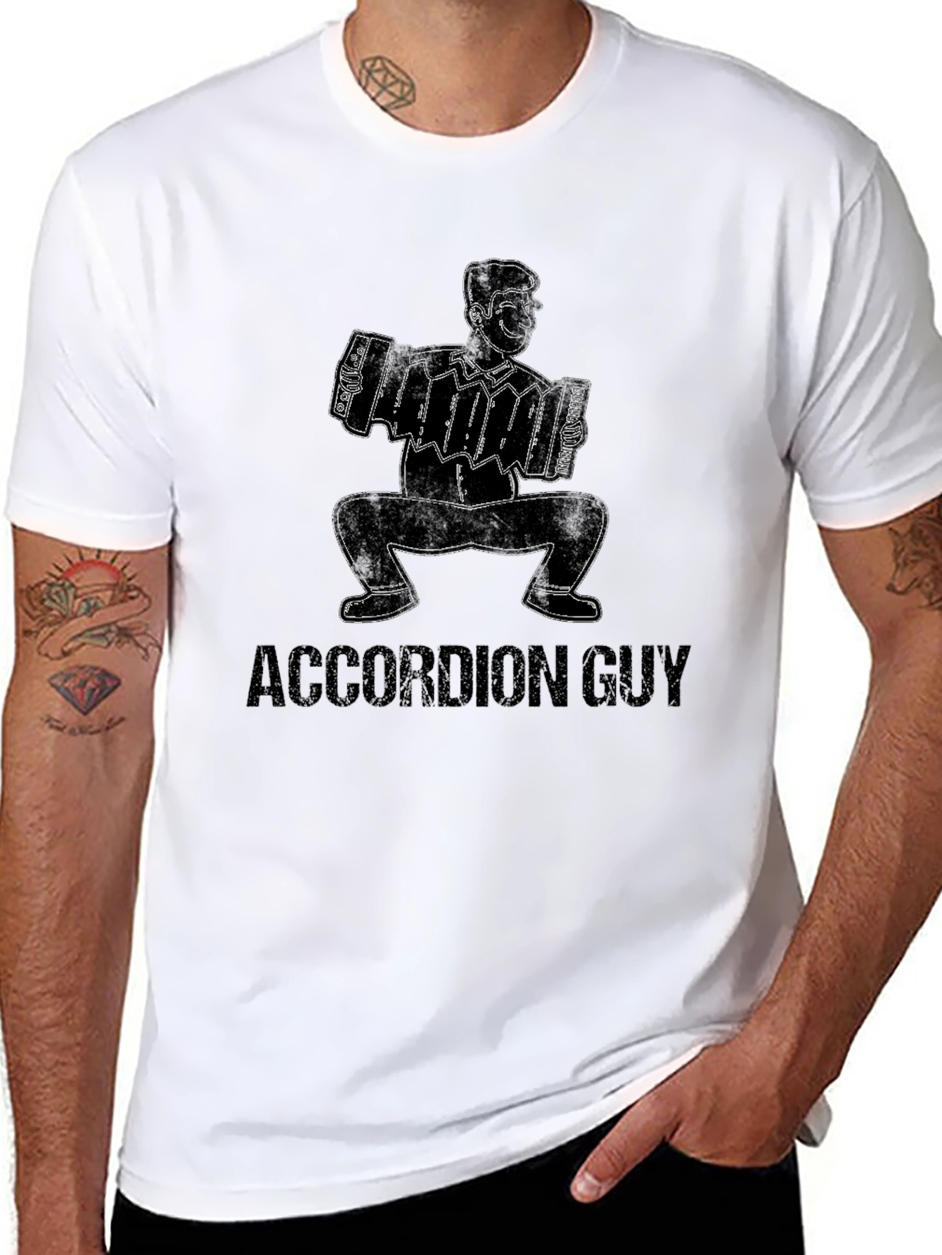 Black Accordion Guy Black Graphic Tee view 8