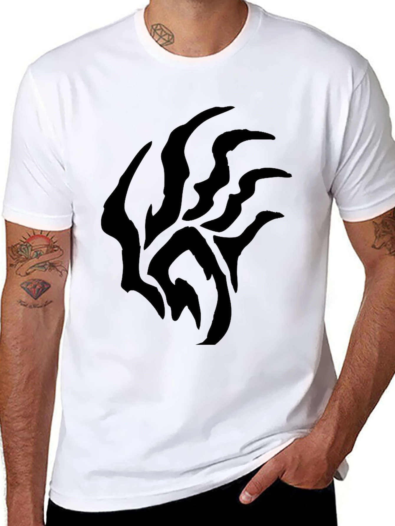 Black Black Graphic Tee - Abstract Design view 8