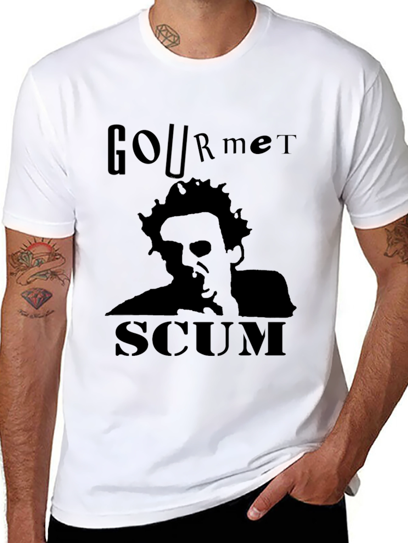 Black Gourmet Scum Black Graphic T-Shirt view 8