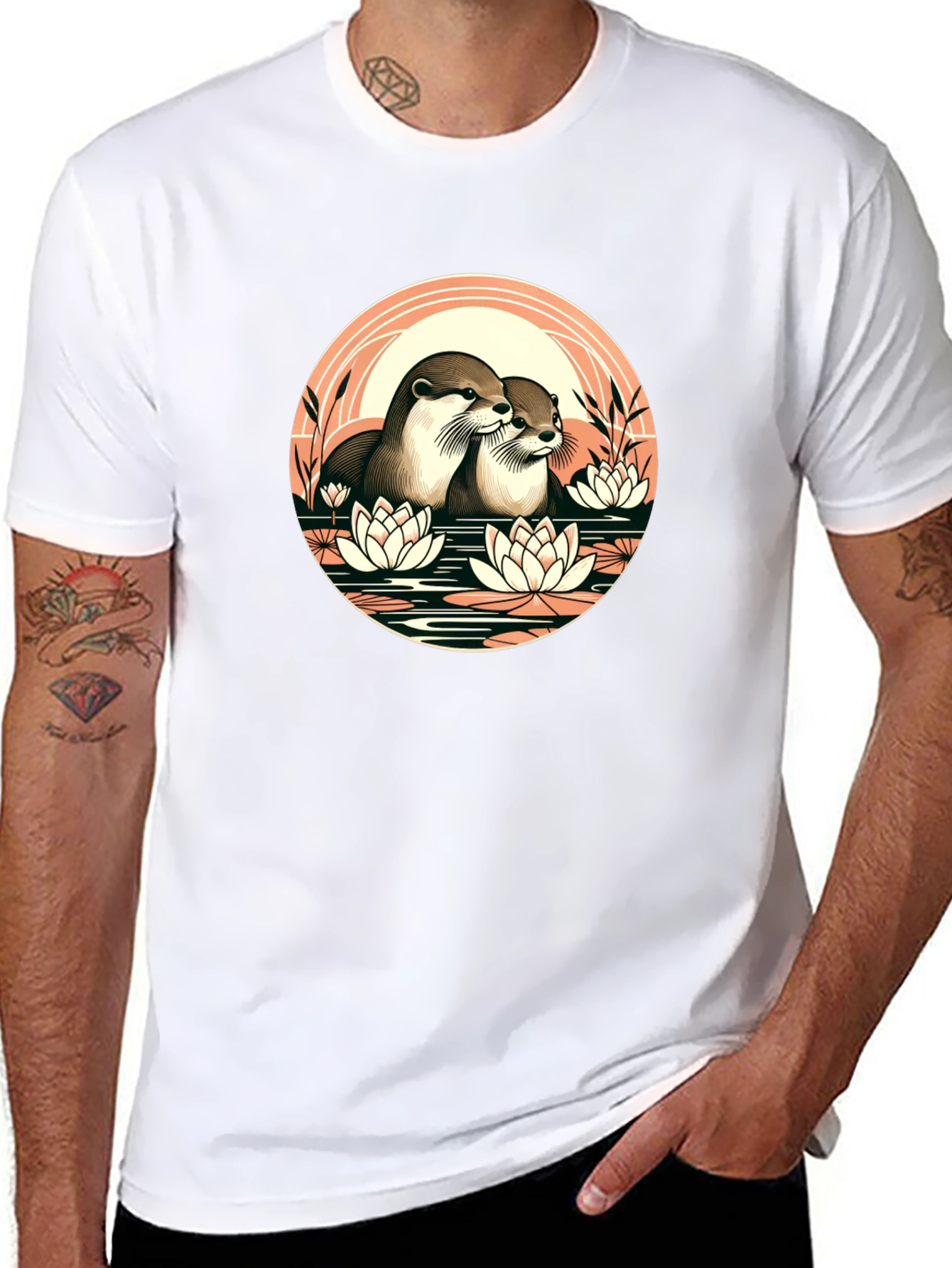 Black Otter Love T-Shirt - Nature Inspired Design view 8