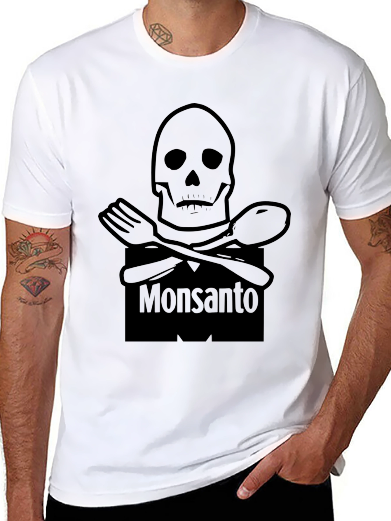 Black Monsanto Skull T-Shirt - Anti-GMO Statement Tee view 8