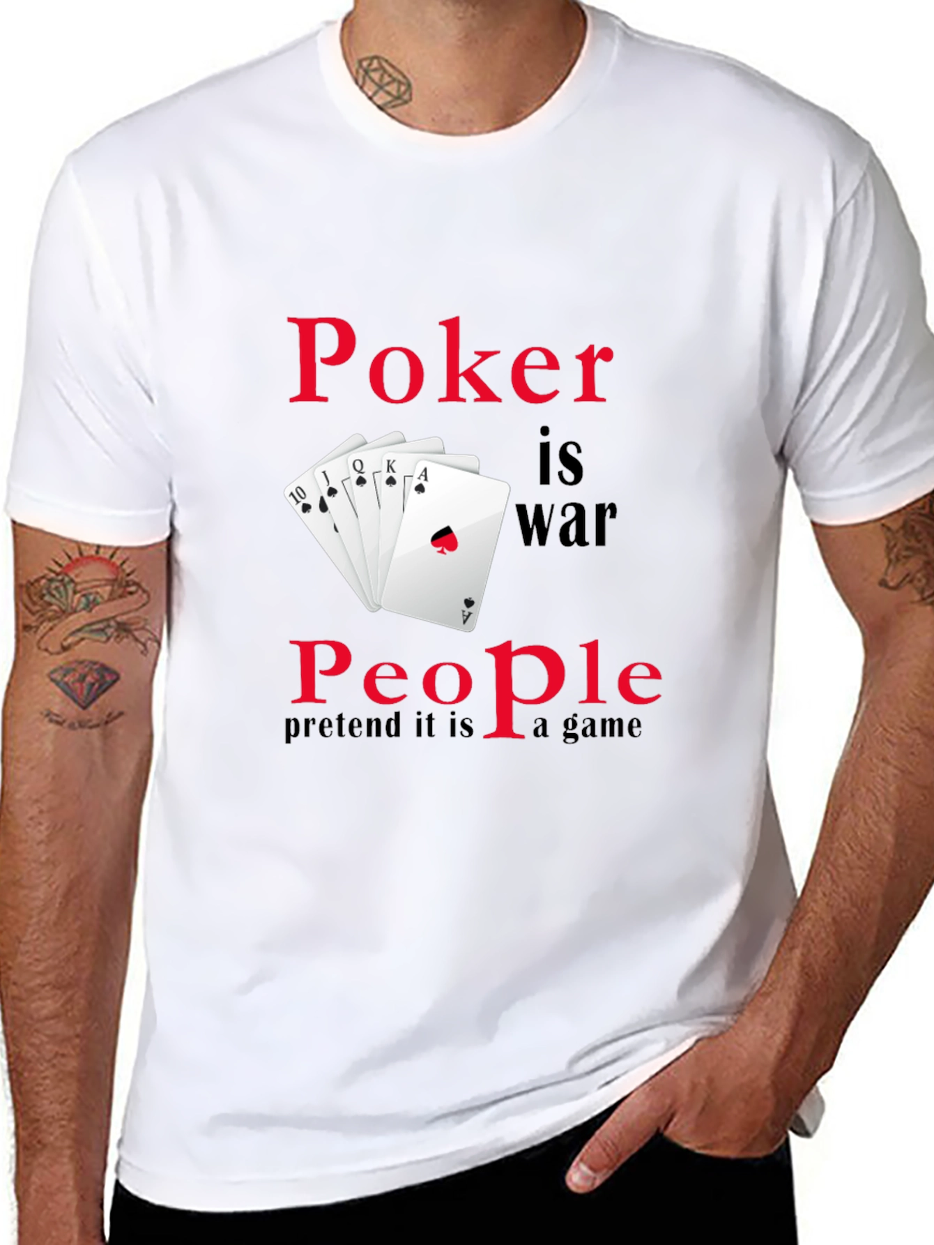 Black Poker is War Funny Graphic Tee view 8