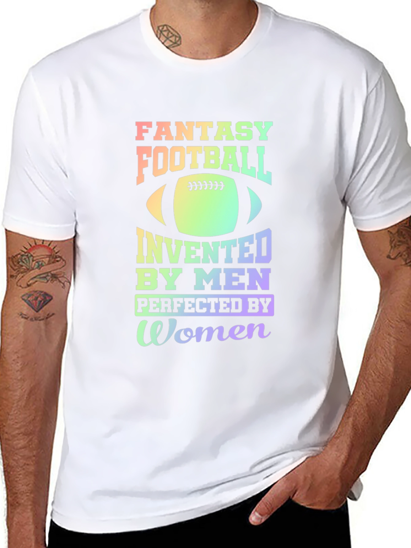Black Fantasy Football T-Shirt: Invented by Men, Perfected by Women view 8