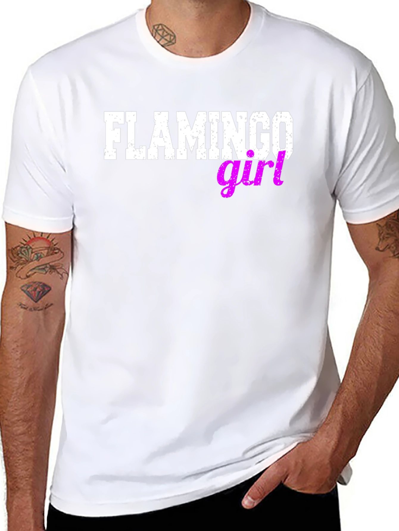 Black Flamingo Girl Black T-Shirt view 8