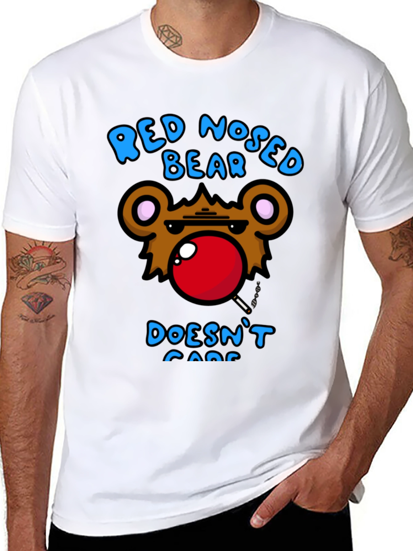 Black Red Nosed Bear Graphic T-Shirt - Unisex view 8