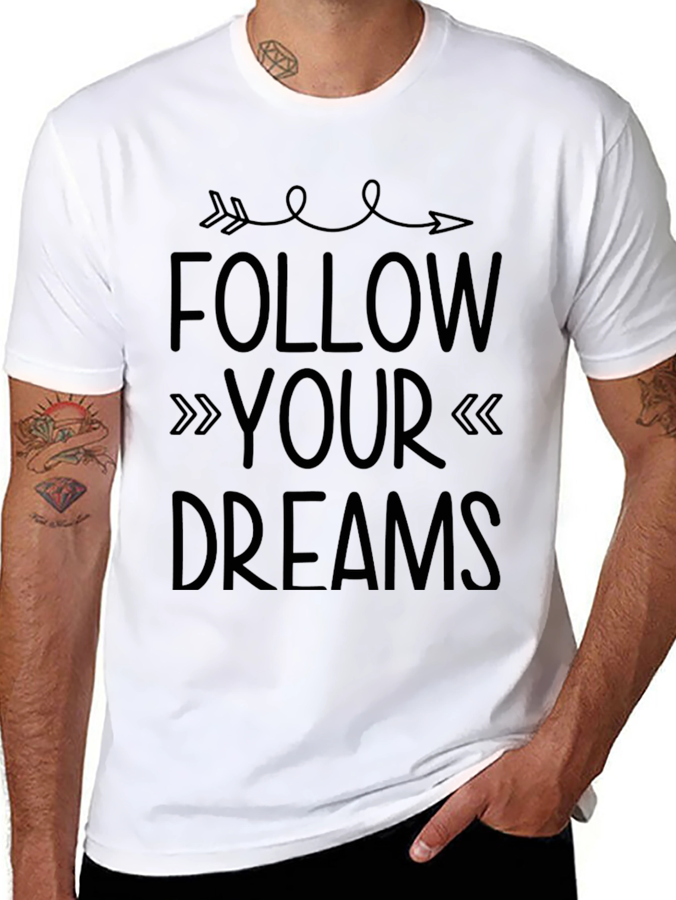 Black Follow Your Dreams Graphic Tee - Unisex Black T-Shirt view 8