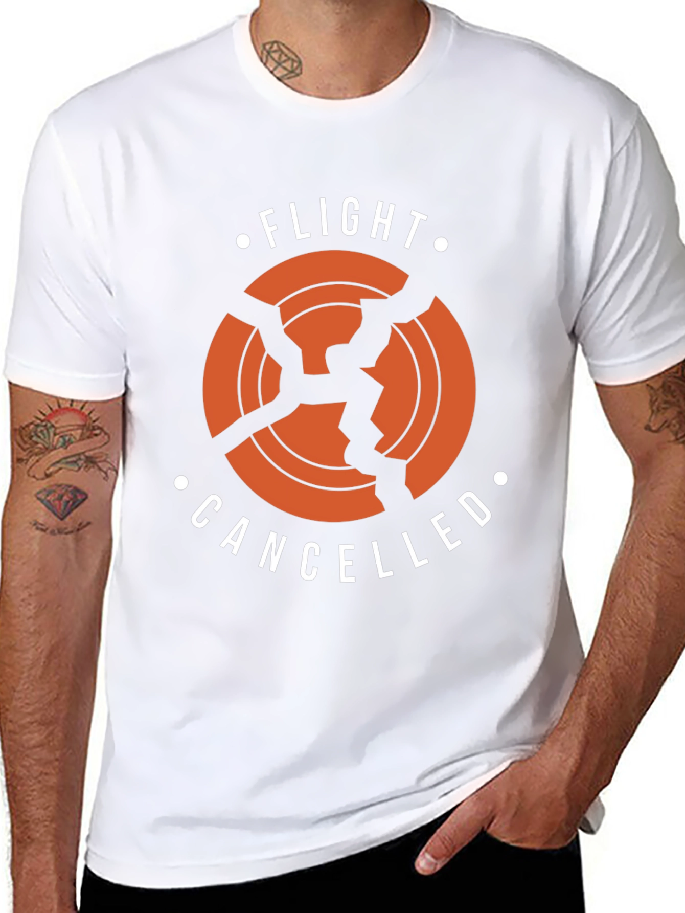 Black Flight Cancelled T-Shirt - Broken Airplane Design view 8