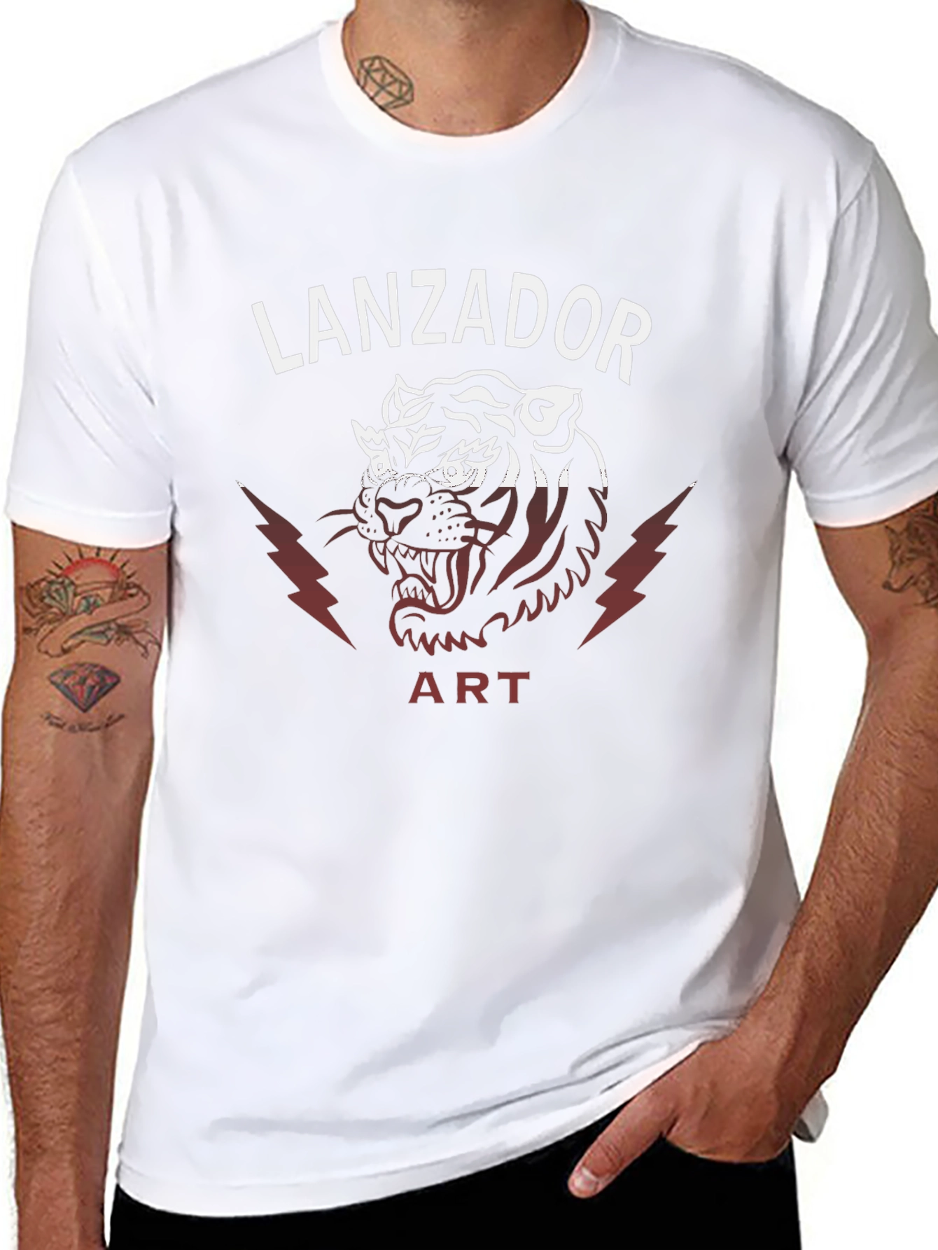 Black Lanzador Art Tiger Graphic T-Shirt view 8