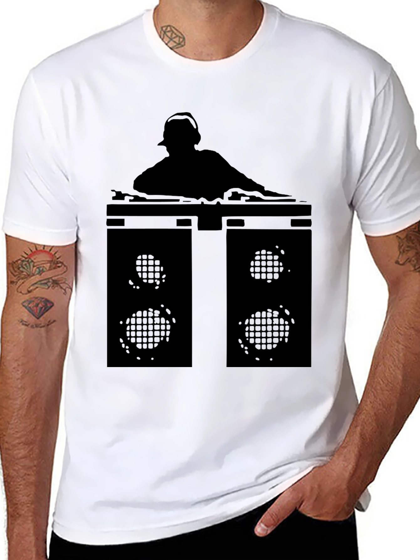 Black DJ Silhouette Graphic Tee view 8