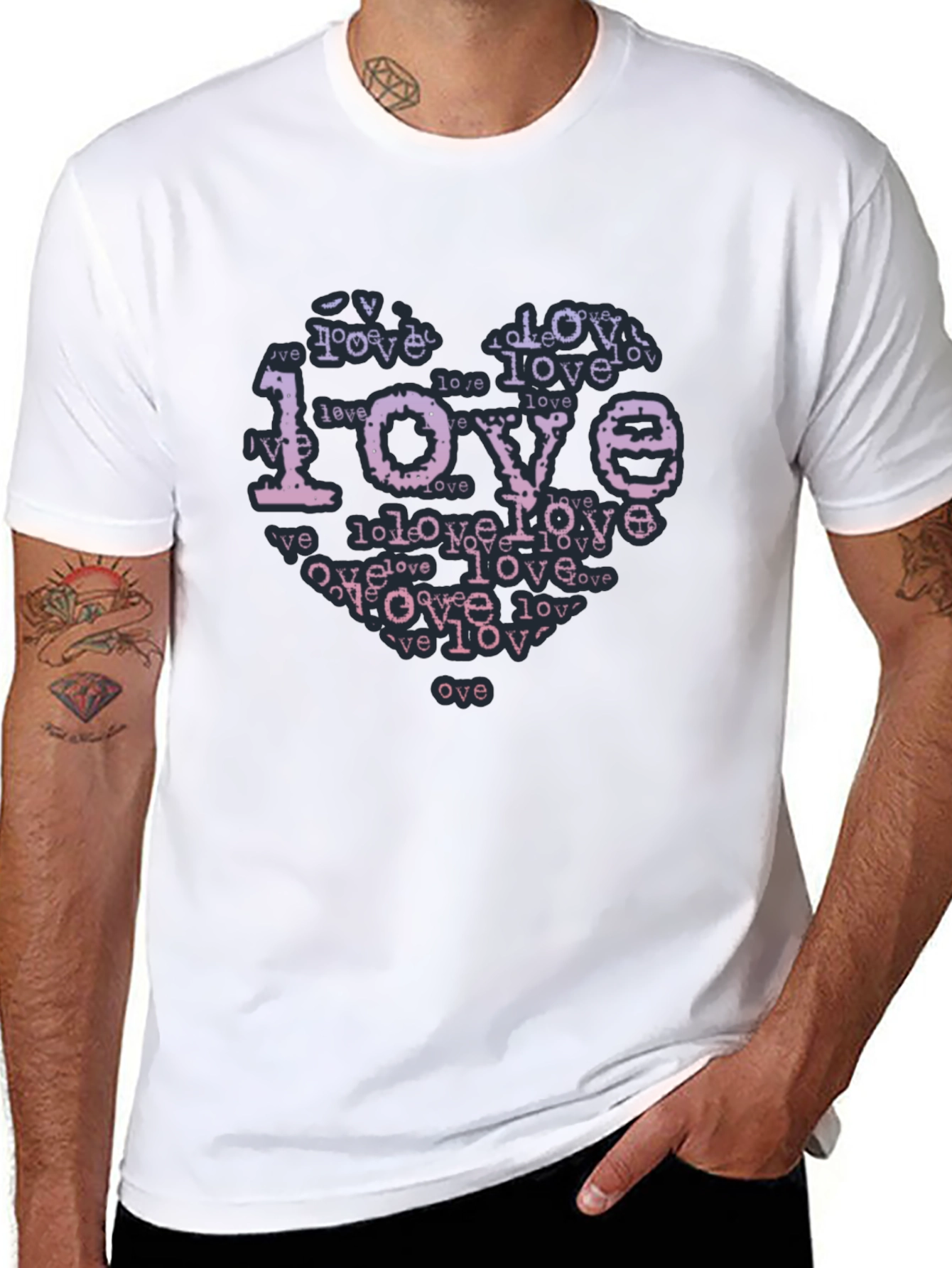 Black Love Typography Heart Black T-Shirt view 8